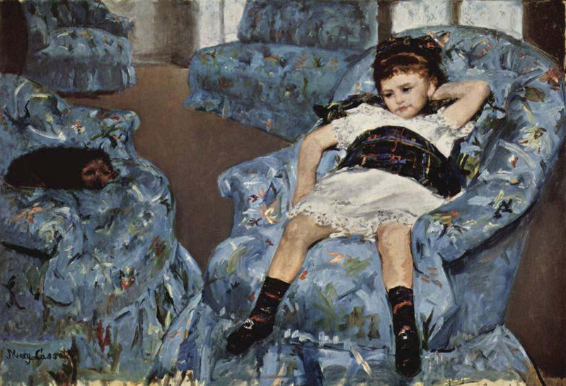 Mary Cassatt Little Girl in a Blue Armchair oil painting picture